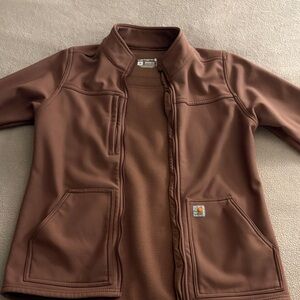 Carhartt Brown Soft Shell Jacket with Logo Patch
